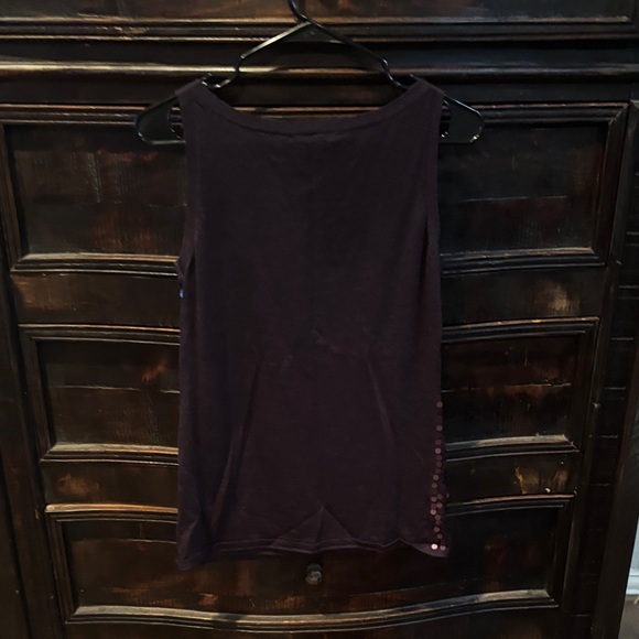 Eileen Fisher Merino Wool Purple Sequin Tank Top Shell Scoop Neck Size Small - Picture 4 of 4